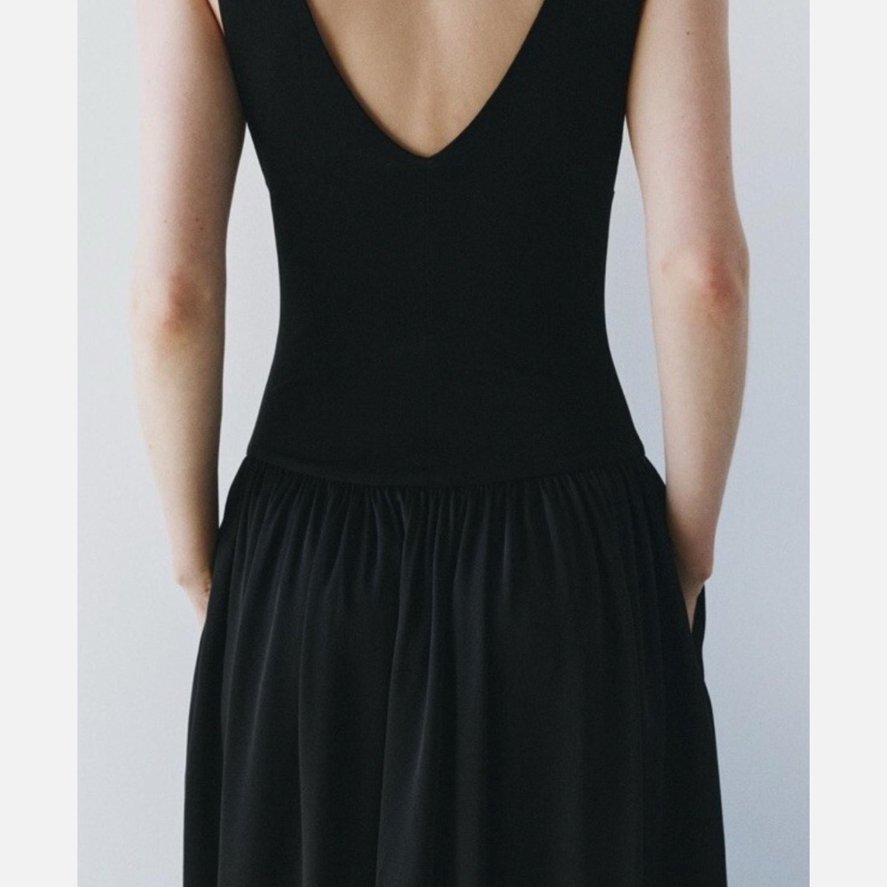 Zara Black Sleeveless Midi Dress - Picture 3 of 10